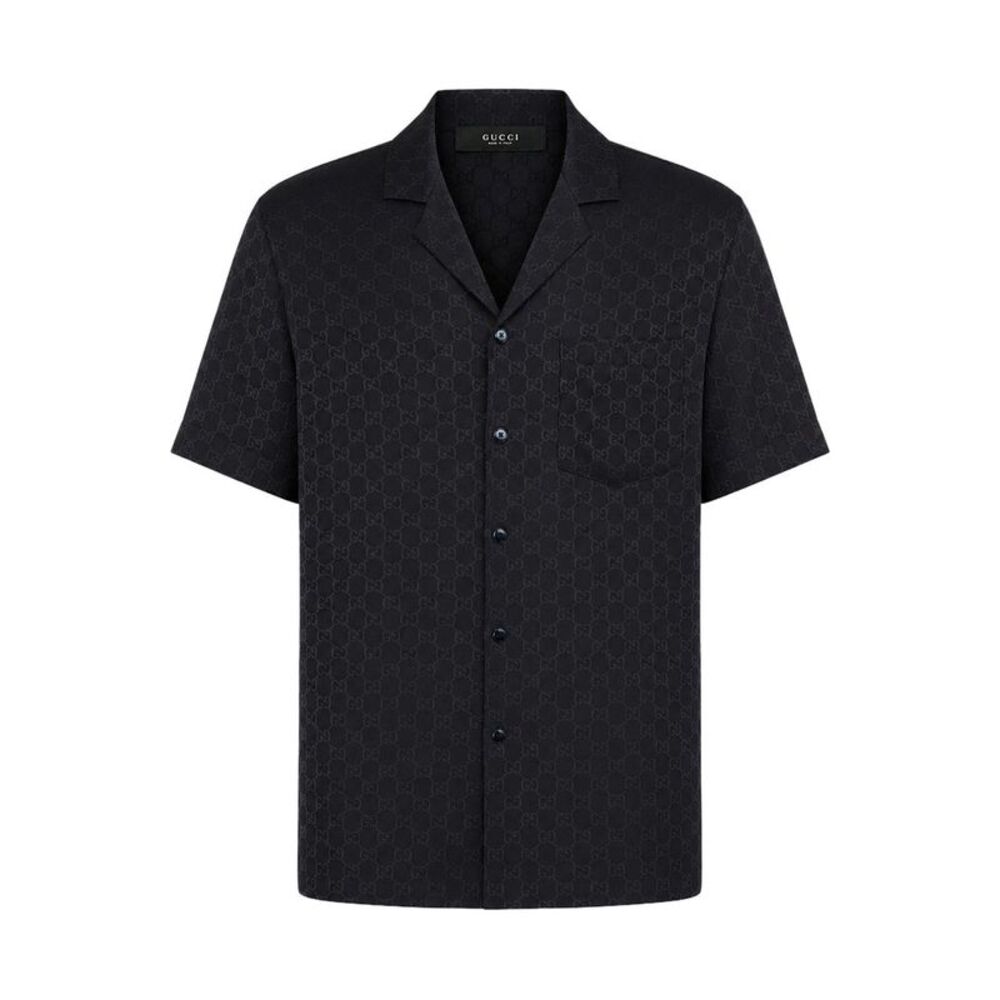 Gucci Men Gg Jacquard Silk Shirt
